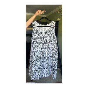 J. Jill Geometric Black & White Linen Shift Dress